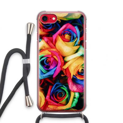 Neon bloemen: iPhone SE 2020 Transparant Hoesje met koord