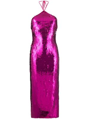 Cult Gaia robe mi-longue Tasmina brodée de sequins - Rose
