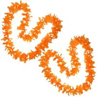 Pakket van 3x stuks oranje Hawaii krans slingers - Oranje supporter feestartikelen - thumbnail