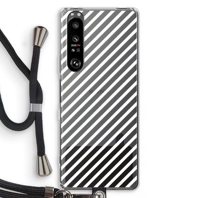 Strepen zwart-wit: Sony Xperia 1 III Transparant Hoesje met koord
