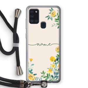 Gele bloemen: Samsung Galaxy A21s Transparant Hoesje met koord