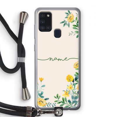 Gele bloemen: Samsung Galaxy A21s Transparant Hoesje met koord
