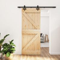 Schuifdeur met beslag 85x210 cm massief grenenhout