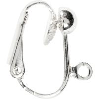 Creativ Company Clip-on oorbellen, l: 16,5 mm, b: 1,5 mm, gatgrootte 1,6 mm, verzilverd, 40 stuk/ 1 doos