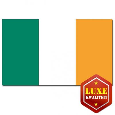 Luxe vlag Ierland met wapen - 100 x 150 cm - polyester - met ringen - landen