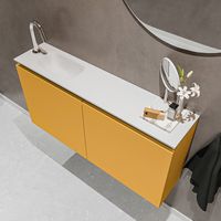 Mondiaz Ture 100cm toiletmeubel ocher met wastafel talc links 1 kraangat - thumbnail