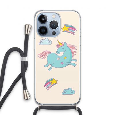 Vliegende eenhoorn: iPhone 13 Pro Transparant Hoesje met koord