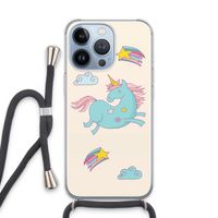 Vliegende eenhoorn: iPhone 13 Pro Transparant Hoesje met koord