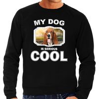 Basset honden sweater / trui my dog is serious cool zwart voor heren