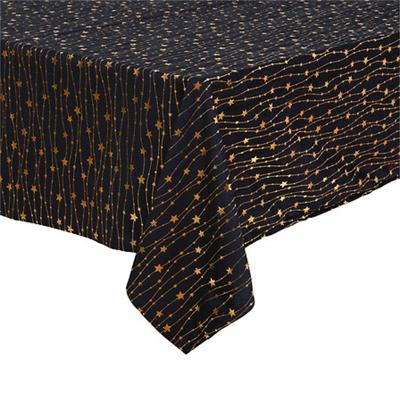 Feeric Christmas Tafelkleed - zwart/goud - 240 x 140 cm - katoen - tafellaken