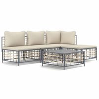 The Living Store Loungeset - Antraciet - Poly rattan - 72 x 72 x 66 cm - Weerbestendig materiaal - thumbnail