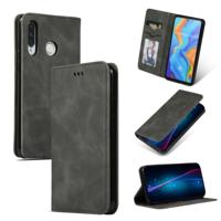 Retro huid voelen Business magnetische horizontale Flip lederen case voor Huawei P30 Lite (donkergrijs)