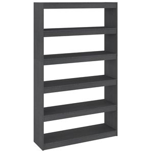 The Living Store Boekenkast/kamerscherm 100x30x167-5 cm massief grenenhout grijs - Kast