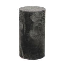 Stompkaars - zwart - 7 x 13 cm - rustiek model - cilinderkaars - kaars