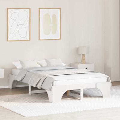 Bedframe Wit 135 x 190 cm Massief grenenhout