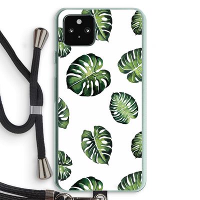 Tropische bladeren: Pixel 5a 5G Transparant Hoesje met koord