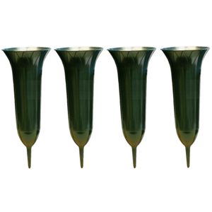 4x Groene kunststof grafvazen 31 cm