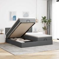Ottoman bed met matrassen 160x200cm stof donkergrijs