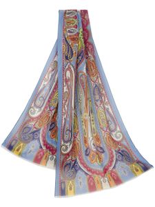 ETRO graphic-print silk scarf - Bleu