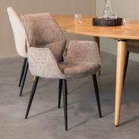 LABEL51 Eetkamerstoel Morris - Stone - Elite - Black Frame
