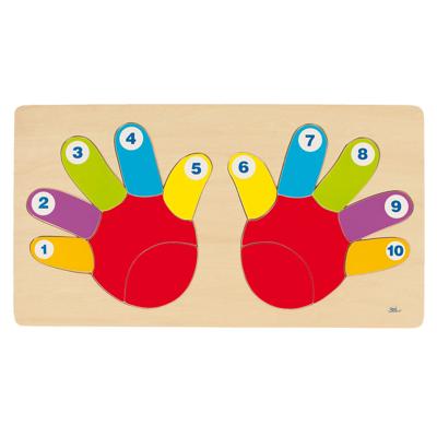Goki houten telpuzzel hand, 14st.