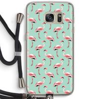 Flamingoprint groen: Samsung Galaxy S7 Transparant Hoesje met koord