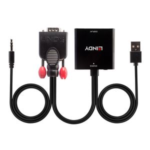 Lindy 38284 video kabel adapter VGA (D-Sub) + 3.5mm HDMI + 3.5mm Zwart