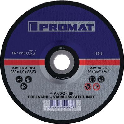 Promat Doorslijpschijf | RVS | D115x1,5mm recht | RVS | gat 22,23 mm - 4000841243 4000841243