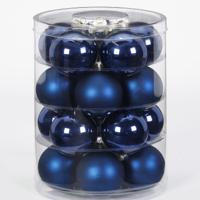 Kerstballen set - 20x stuks - donkerblauw - glas - 6 cm - glans en mat - kerstversiering