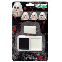 Schminkset horror zwart /wit met sponsje - Make up voor Halloween - Skeletten/vampiers/Dracula