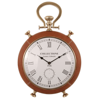 Staande klok Raphael groot brons + donkerbruin leer - thumbnail