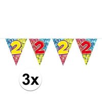 3x Mini vlaggetjeslijn slingers verjaardag  versiering 2 jaar   - - thumbnail