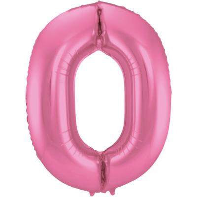 Folieballon Cijfer 0 Metallic Mat Roze (86cm)