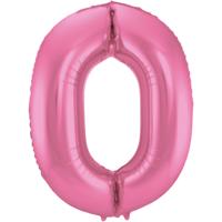 Folieballon Cijfer 0 Metallic Mat Roze (86cm)