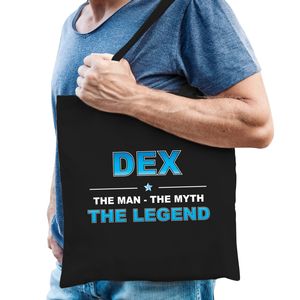 Naam cadeau tas Dex - the legend zwart voor heren