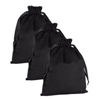 Cadeauzakje/opbergzakje met trekkoord - 3x - velvet - zwart - 24 x 17 cm - luxe Cadeauzakje/opbergzakje met trekkoord - 3x - velvet - zwart - 24 x 17 cm - luxe