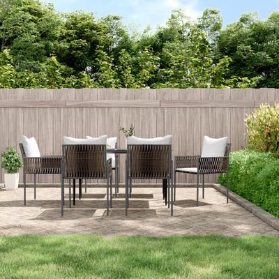 Tuinstoelen 6 st met kussens 54x61x83 cm poly rattan bruin