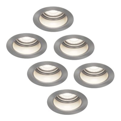 HOFTRONIC™ 6x Mari LED inbouwspot verzonken - 3.8 Watt - Daglicht wit 6000K - GU10 LED module - Dimbaar - Lagere inbouwdiepte - voor binnen en buiten - RVS