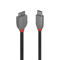 LINDY USB-kabel USB 3.2 Gen1 (USB 3.0 / USB 3.1 Gen1) USB-C stekker, USB-micro-B 3.0 stekker 1.00 m Zwart 36621