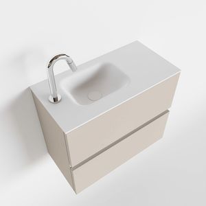 Toiletmeubel Mondiaz Ada | 60 cm | Meubelkleur Linen | Lex wastafel Talc Links | 1 kraangat