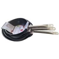 Set van 3 koekenpannen - BAUMALU - Gastronomie - 20 / 24 / 28 cm - Roestvrij staal