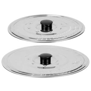 Universele pannendeksel set - 2x stuks - Dia 25/21 cm - metaal - plat model