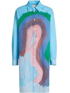 Marni robe-chemise à effet taches de peinture - Bleu