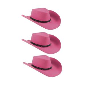 Cowboyhoed Wichita - 3x - roze - dames/heren - 59 cm - western/explores thema