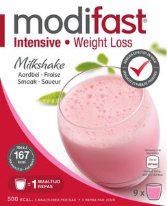 Intensive milkshake aardbei 8 zakjes