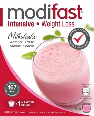 Intensive milkshake aardbei 8 zakjes