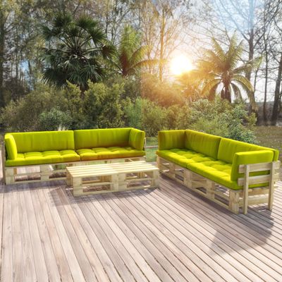 vidaXL 6-delige Loungeset pallet met kussens groen geïmpregneerd hout