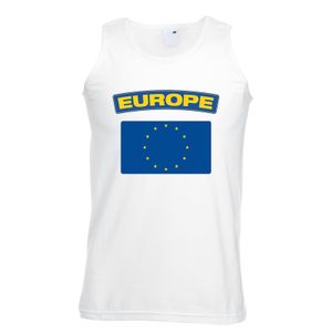 Singlet shirt/ tanktop Europese vlag wit heren