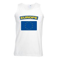 Singlet shirt/ tanktop Europese vlag wit heren - thumbnail