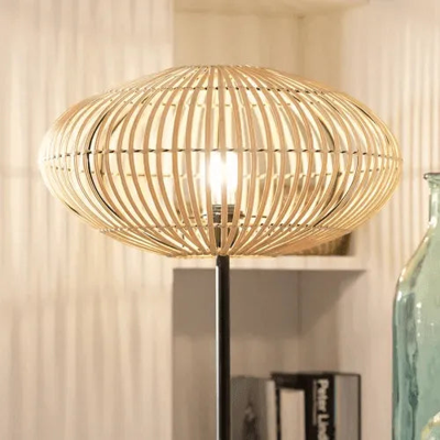 Staande lamp gevlochten &apos;Adam&apos; E27 fitting rotan modern 151cm